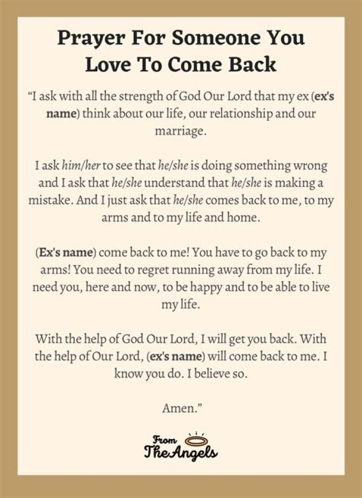 How do you pray for someone to come back to you?
