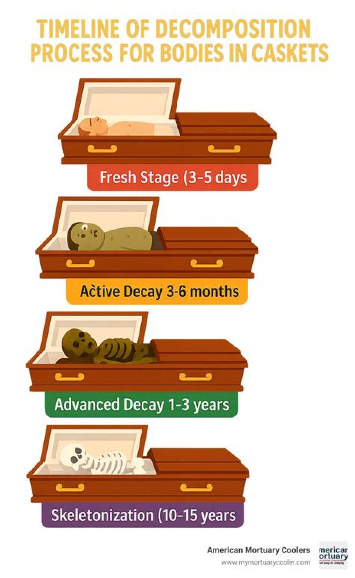 How long does it take for a body to decay in a coffin?